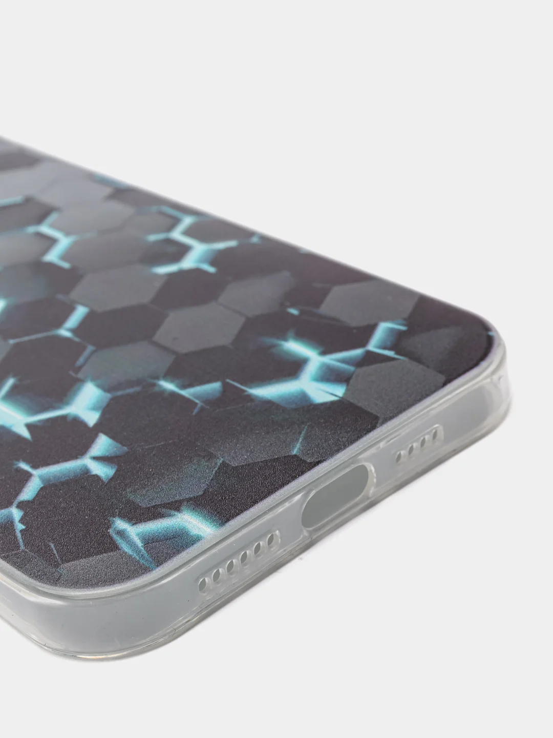 Бирюзовый силиконовый чехол на Apple iPhone 13 Pro Max / Айфон 13 Pro Max прозрачный, с рисунком