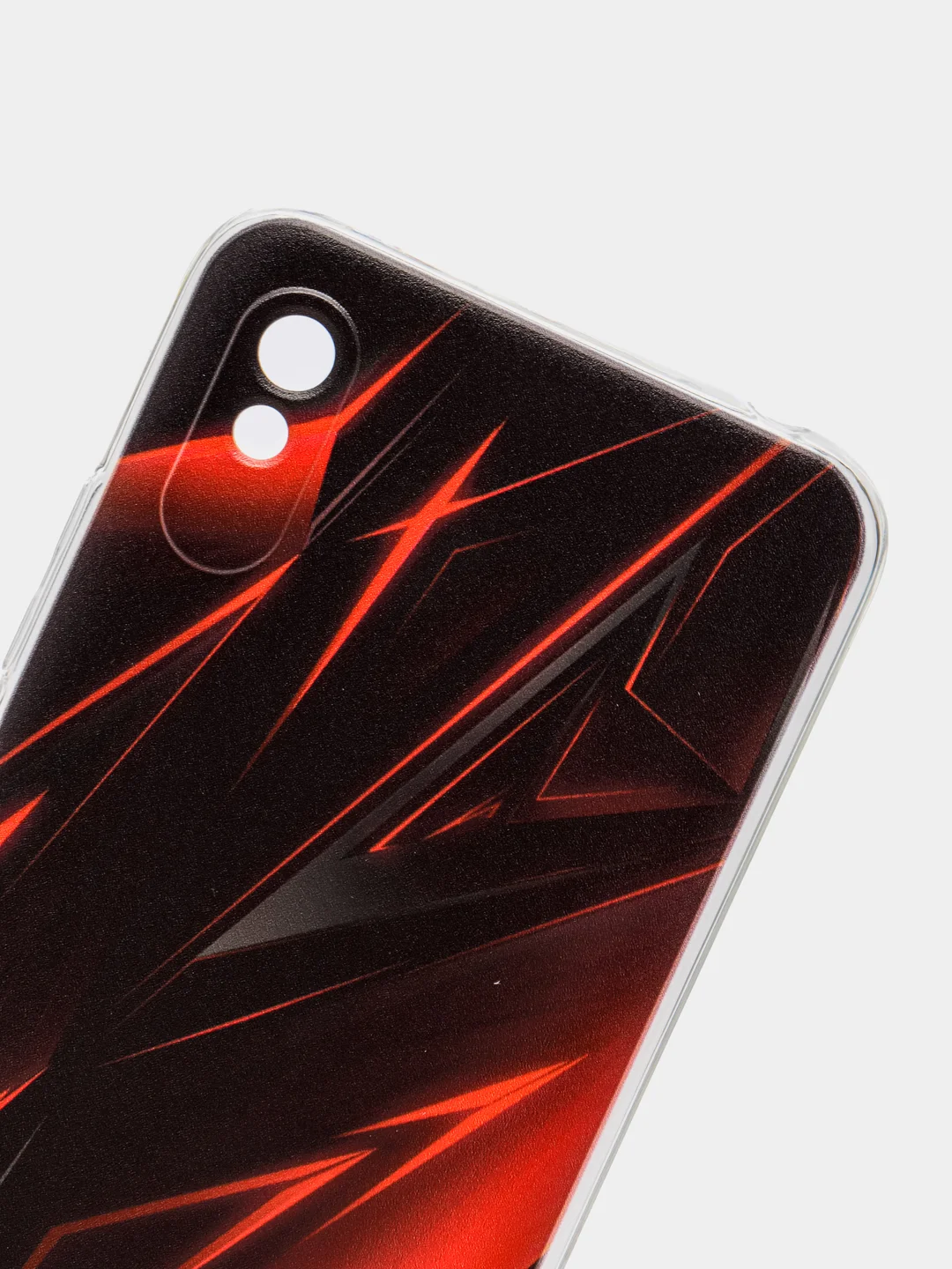 Красный силиконовый чехол на Xiaomi Redmi 9A / Сяоми Редми 9А прозрачный с рисунком, защита камеры