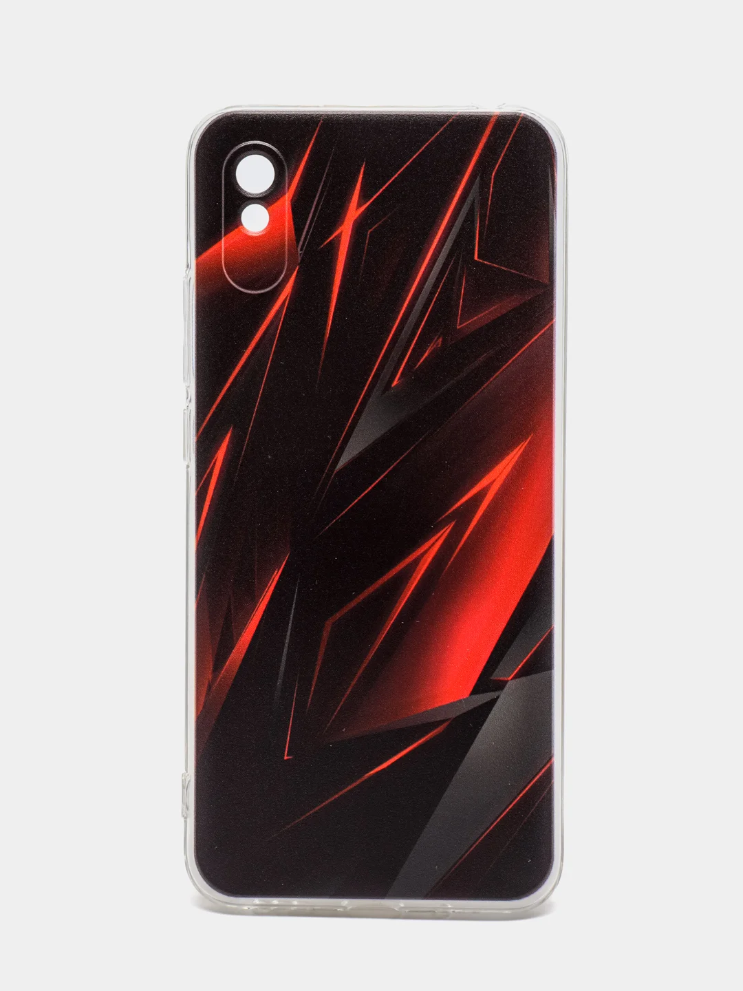 Красный силиконовый чехол на Xiaomi Redmi 9A / Сяоми Редми 9А прозрачный с рисунком, защита камеры