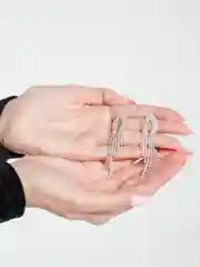 Серебряный серьги со сверкающими стразами, длинные