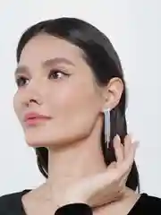 Серебряный серьги со стразами, длинные, блестящие