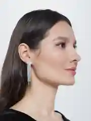 Серебряный серьги со стразами, длинные, блестящие