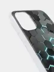 Бирюзовый силиконовый чехол на Apple iPhone 11 / Айфон 11 прозрачный, с рисунком, защита камеры