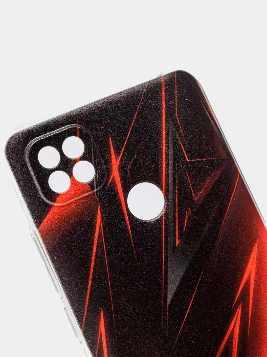 Красный силиконовый чехол на Xiaomi Redmi 9C / Сяоми Редми 9С прозрачный с рисунком, защита камеры