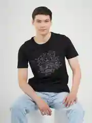 Черный мужская футболка с принтом, 100% хлопок