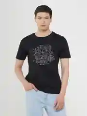 Черный мужская футболка с принтом, 100% хлопок
