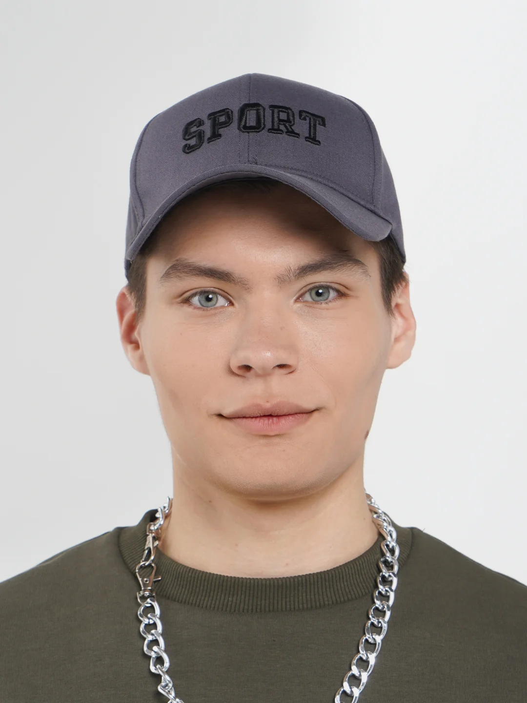 Серый бейсболка унисекс с вышивкой Sport