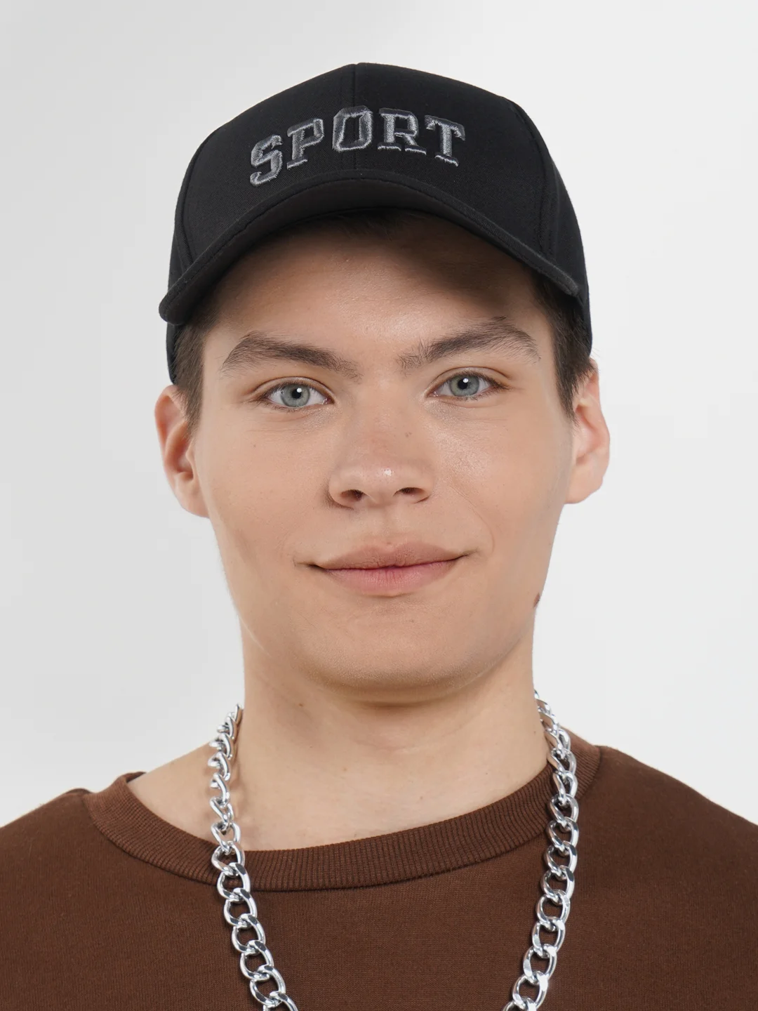 Черный бейсболка унисекс с вышивкой Sport