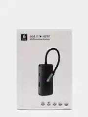 Мультипорт хаб-концентратор USB Type C, 6 в 1, HDMI, USB*3, Type C, RG45