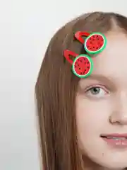 Бежевый меланж заколки «Десертики и фрукты»