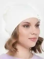 Молочный шапка  женская со стразами ЛОСК