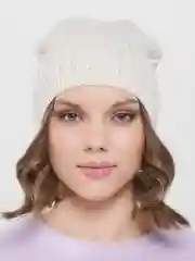 Молочный шапка бини женская "Элит", вязаная, демисезонная