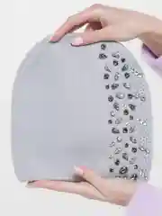 Серый шапка  женская со стразами ЛОСК