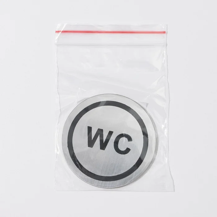Табличка информационная "WC", d=6 см, нержавеющая сталь клейкая основа