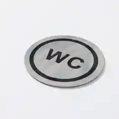 Табличка информационная "WC", d=6 см, нержавеющая сталь клейкая основа