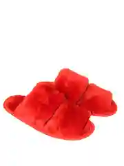 Красный меховые тапочки, домашние