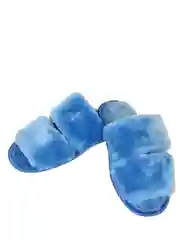 Голубой меховые тапочки, домашние