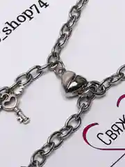 Серый металлик парные браслеты с сердечком, 2 штуки