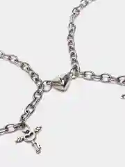 Серый металлик парные браслеты с сердечком, 2 штуки