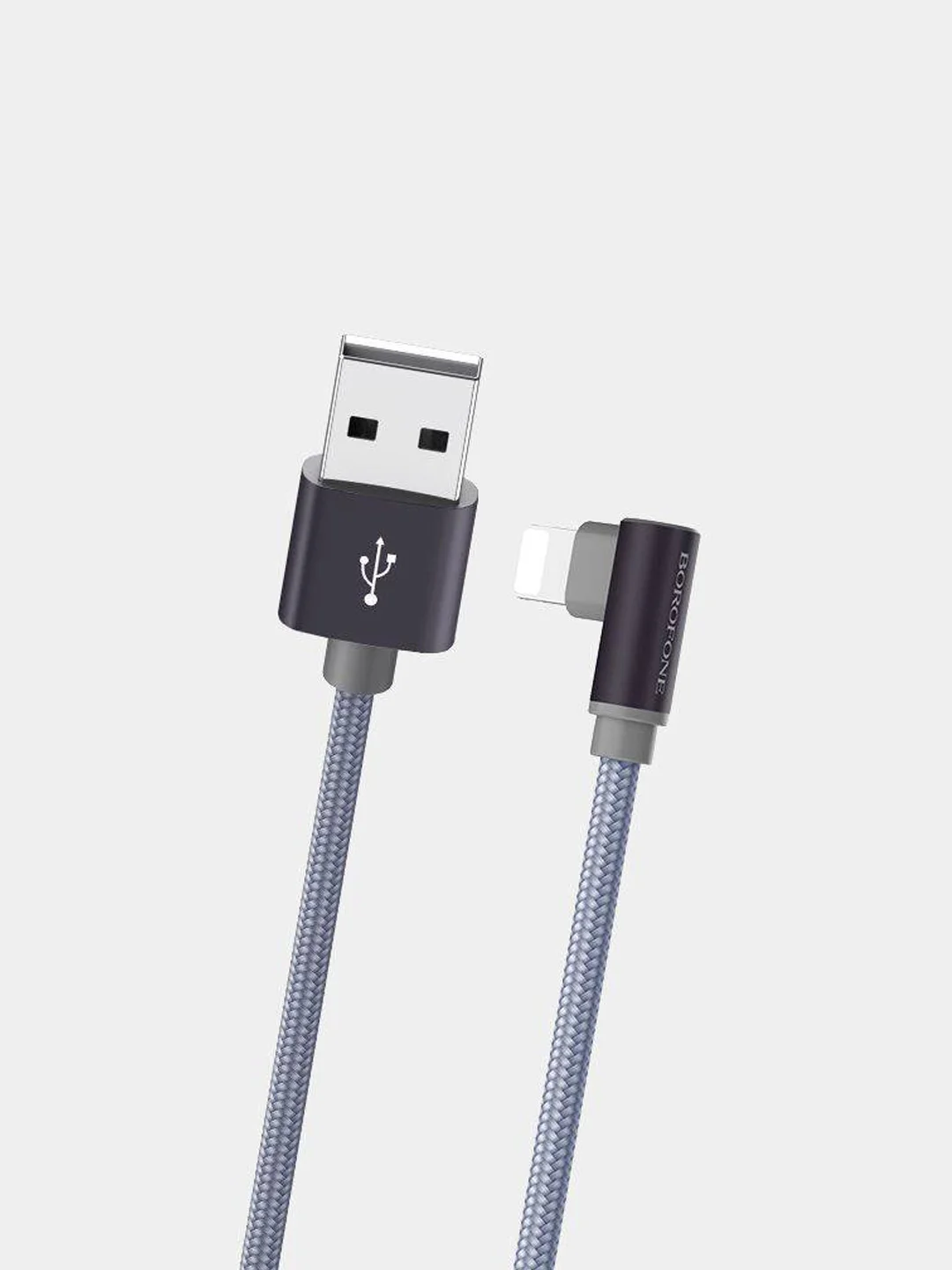 Серый usb-кабель Borofone BX26 для iPhone Lightning, быстрая зарядка, 90 градусов, для игр