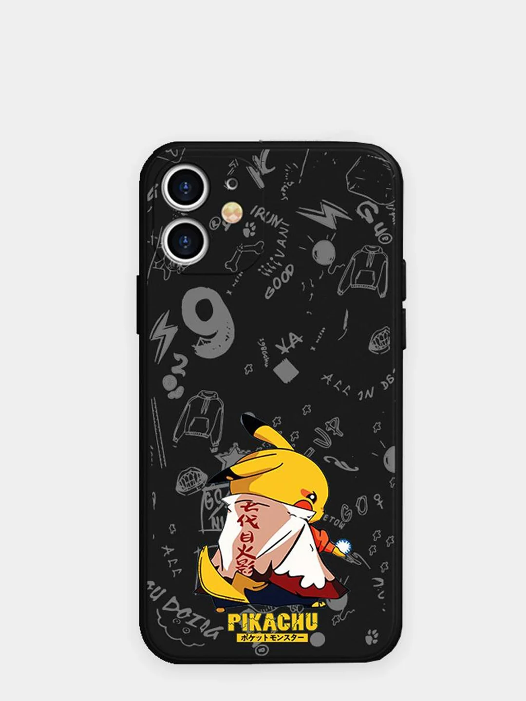 Черный чехол силиконовый Pokemon "Пикачу" для iPhone 7/8 Plus/XS/XR/SE Max/11/12 Pro Max/13