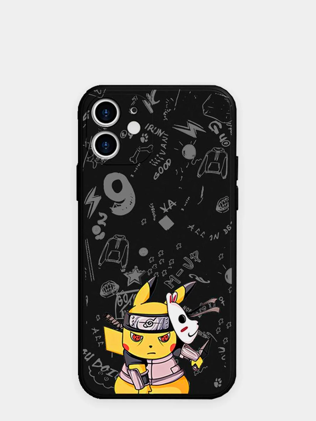 Угольный чехол силиконовый Pokemon "Пикачу" для iPhone 7/8 Plus/XS/XR/SE Max/11/12 Pro Max/13