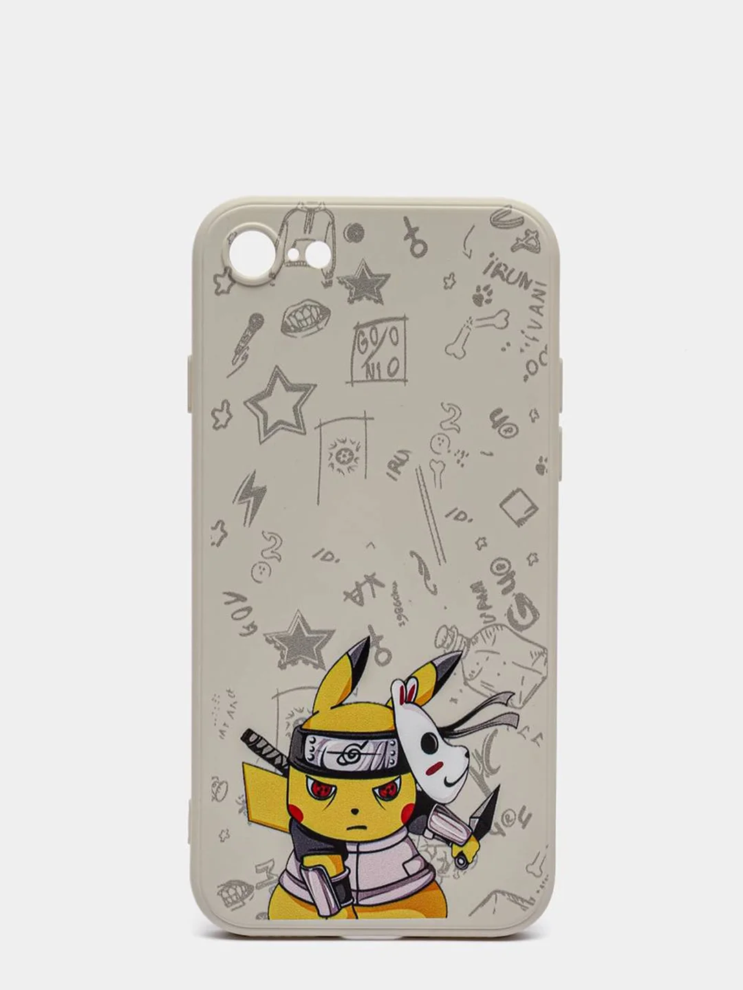 Серебряный чехол силиконовый Pokemon "Пикачу" для iPhone 7/8 Plus/XS/XR/SE Max/11/12 Pro Max/13