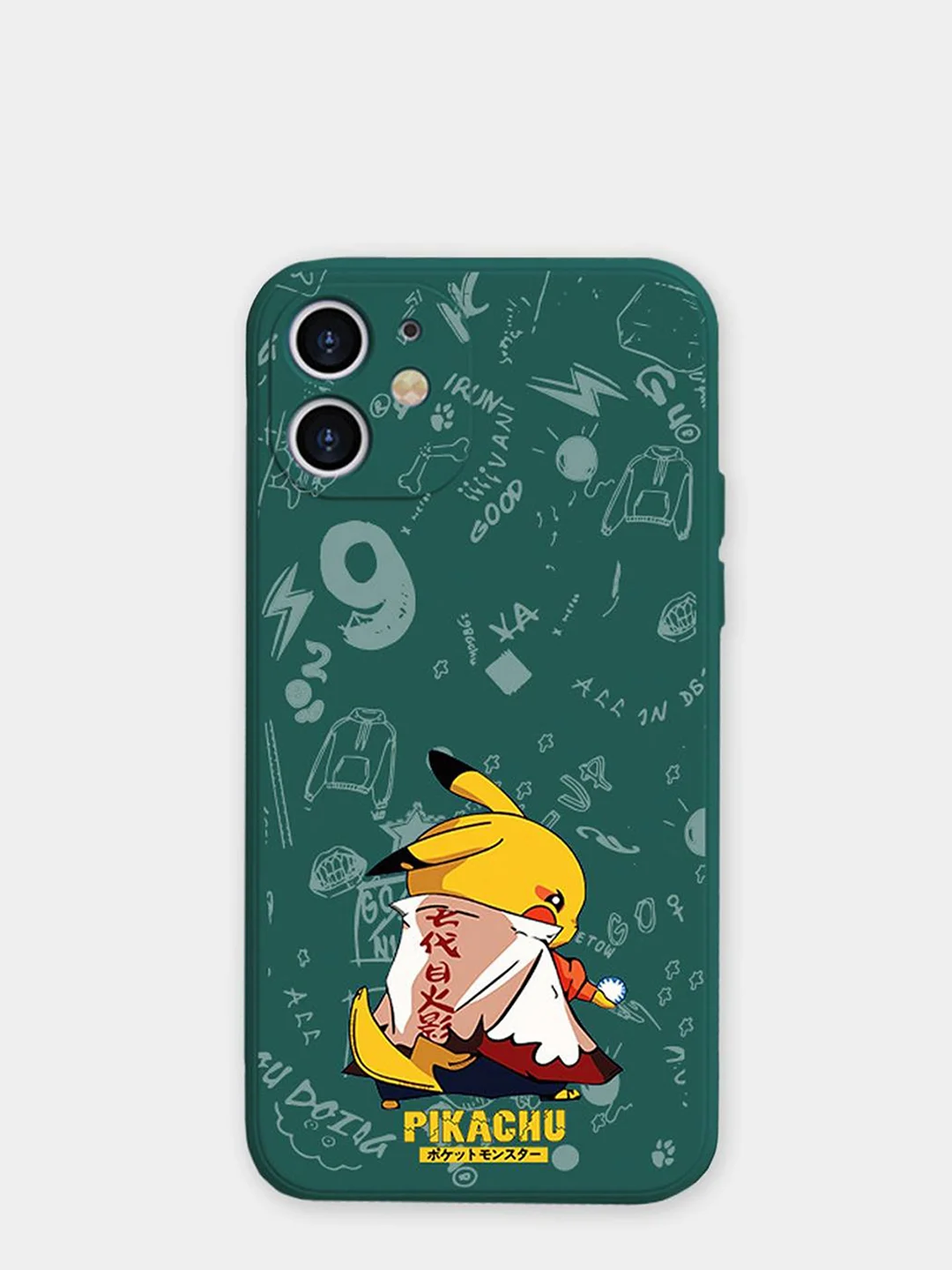 Зеленый чехол силиконовый Pokemon "Пикачу" для iPhone 7/8 Plus/XS/XR/SE Max/11/12 Pro Max/13