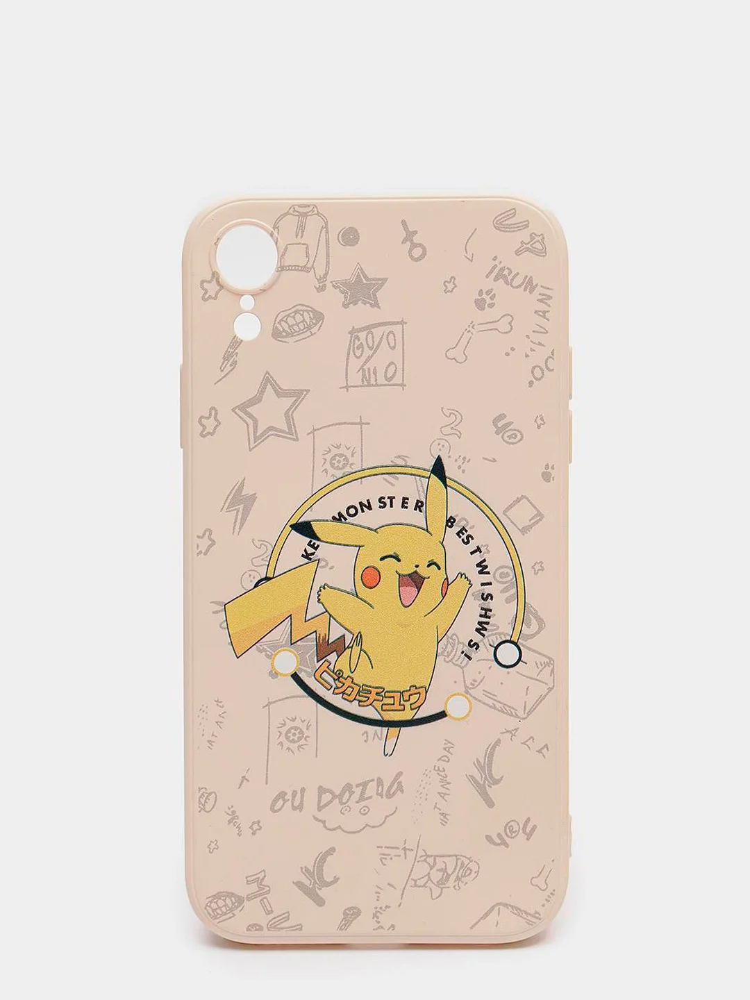 Бежевый чехол силиконовый Pokemon "Пикачу" для iPhone 7/8 Plus/XS/XR/SE Max/11/12 Pro Max/13