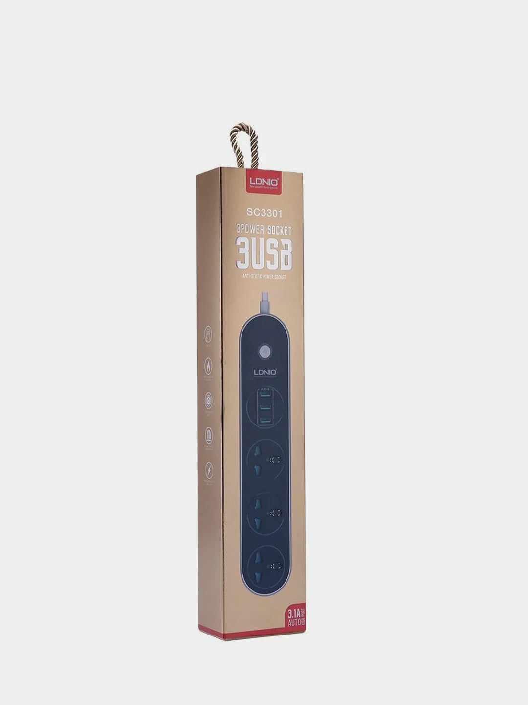 Сетевой фильтр SC3301 LDNIO на 3 розетки + 3 USB 3.1A 1.6M
