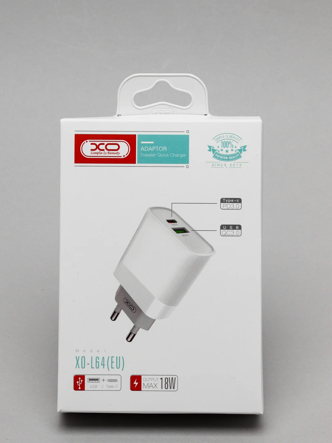 Белый зарядное устройство Type-C/USB, быстрая зарядка QC 3.0, Блок питания для iPhone 18W, L64