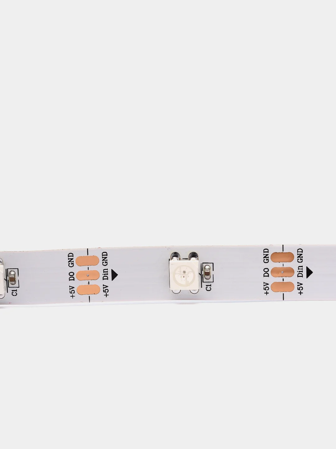 Светодиодная лента WS2812B (адресная)30св/м 5V незащищенная RGB белая основа цена за 1метр