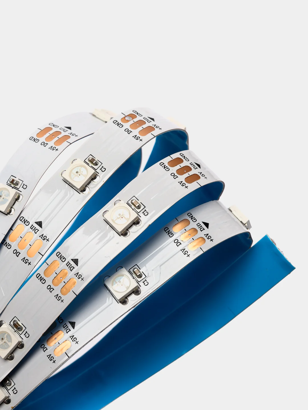 Светодиодная лента WS2812B (адресная)30св/м 5V незащищенная RGB белая основа цена за 1метр