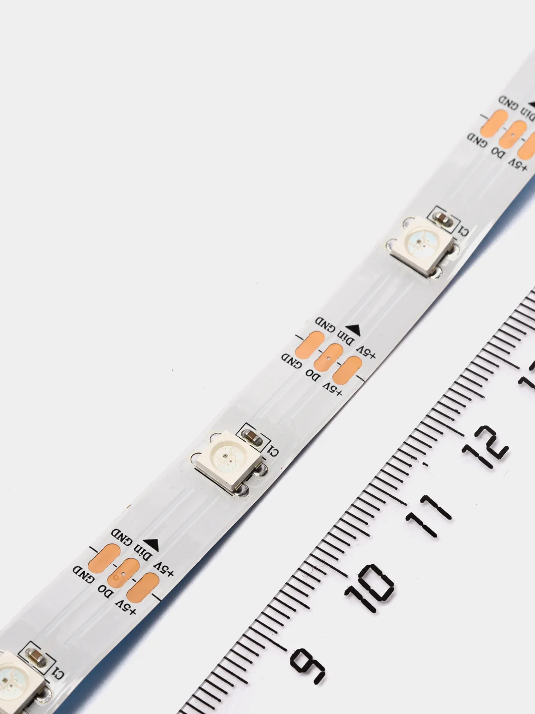 Светодиодная лента WS2812B (адресная)30св/м 5V незащищенная RGB белая основа цена за 1метр