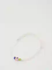 Бирюзовый браслет белая нить с буквой / Инициал цветные , Handmade