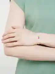 Бронзовый браслет белая нить с буквой / Инициал цветные , Handmade