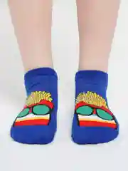 Синий носки женские короткие с принтом