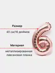 Воздушный шар "Цифра 6" розовый, 40 см
