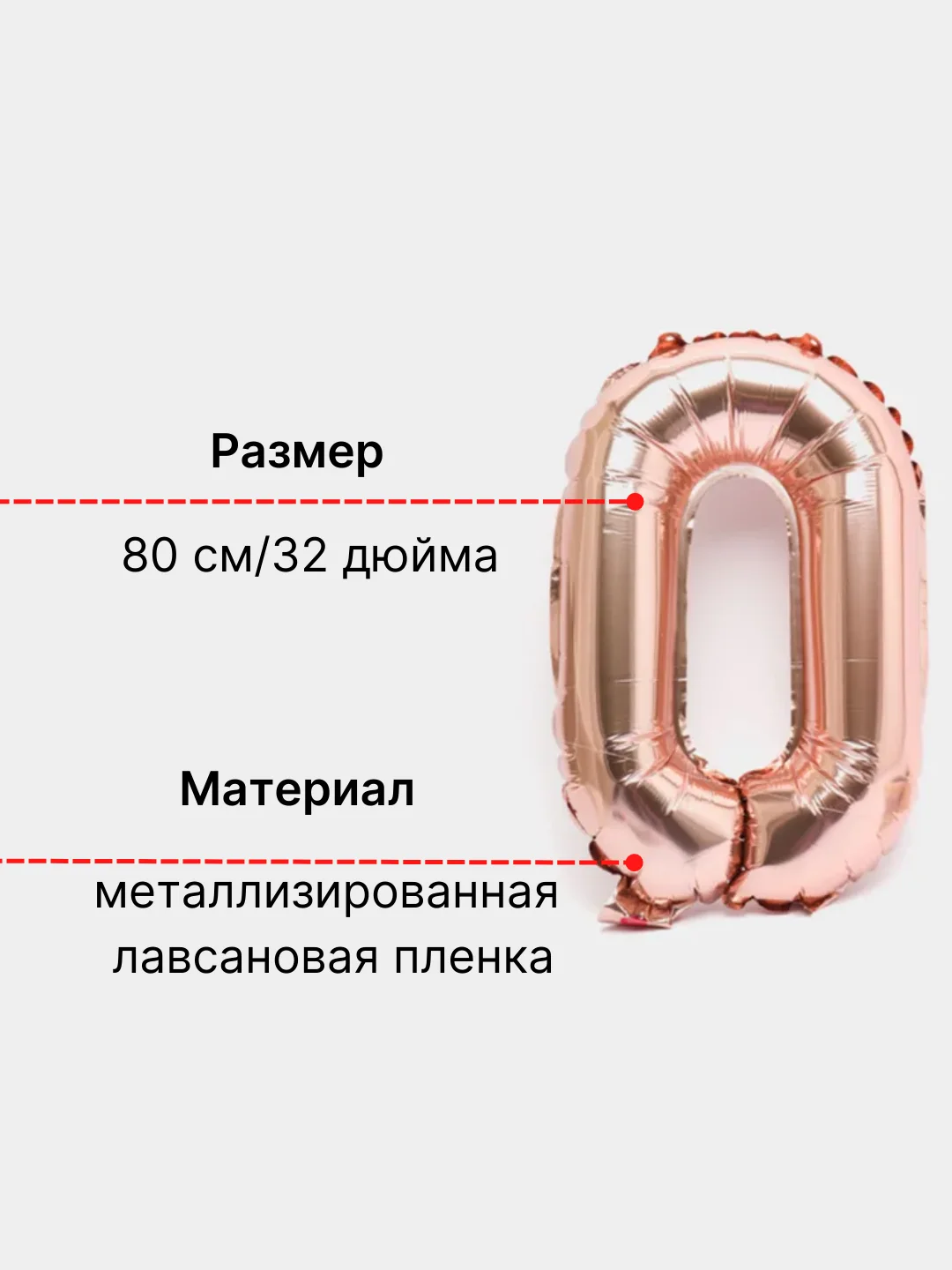 Розовый воздушный шар "Цифра 0" розовый фольгированный , 80 см