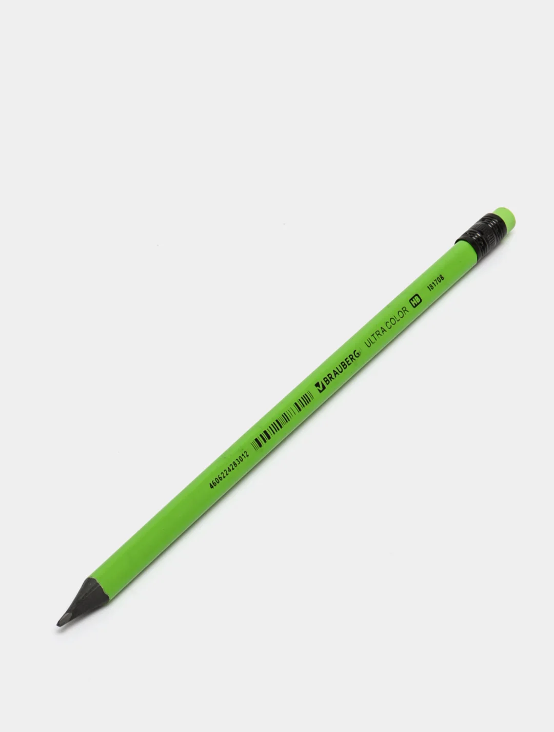 Лайм карандаш чернографитный BRAUBERG "ULTRA COLOR", HB, с ластиком, пластиковый, разные цвета