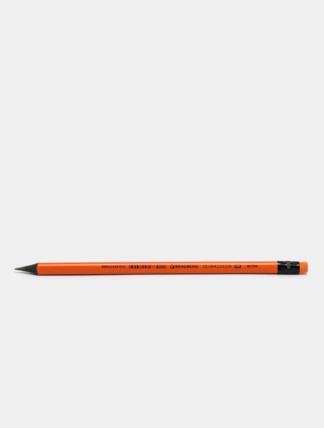 Оранжевый карандаш чернографитный BRAUBERG "ULTRA COLOR", HB, с ластиком, пластиковый, разные цвета