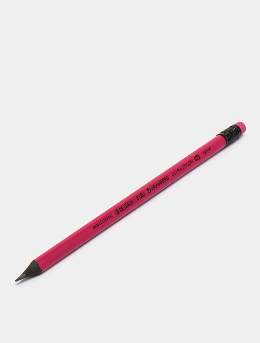 Вишнёвый карандаш чернографитный BRAUBERG "ULTRA COLOR", HB, с ластиком, пластиковый, разные цвета