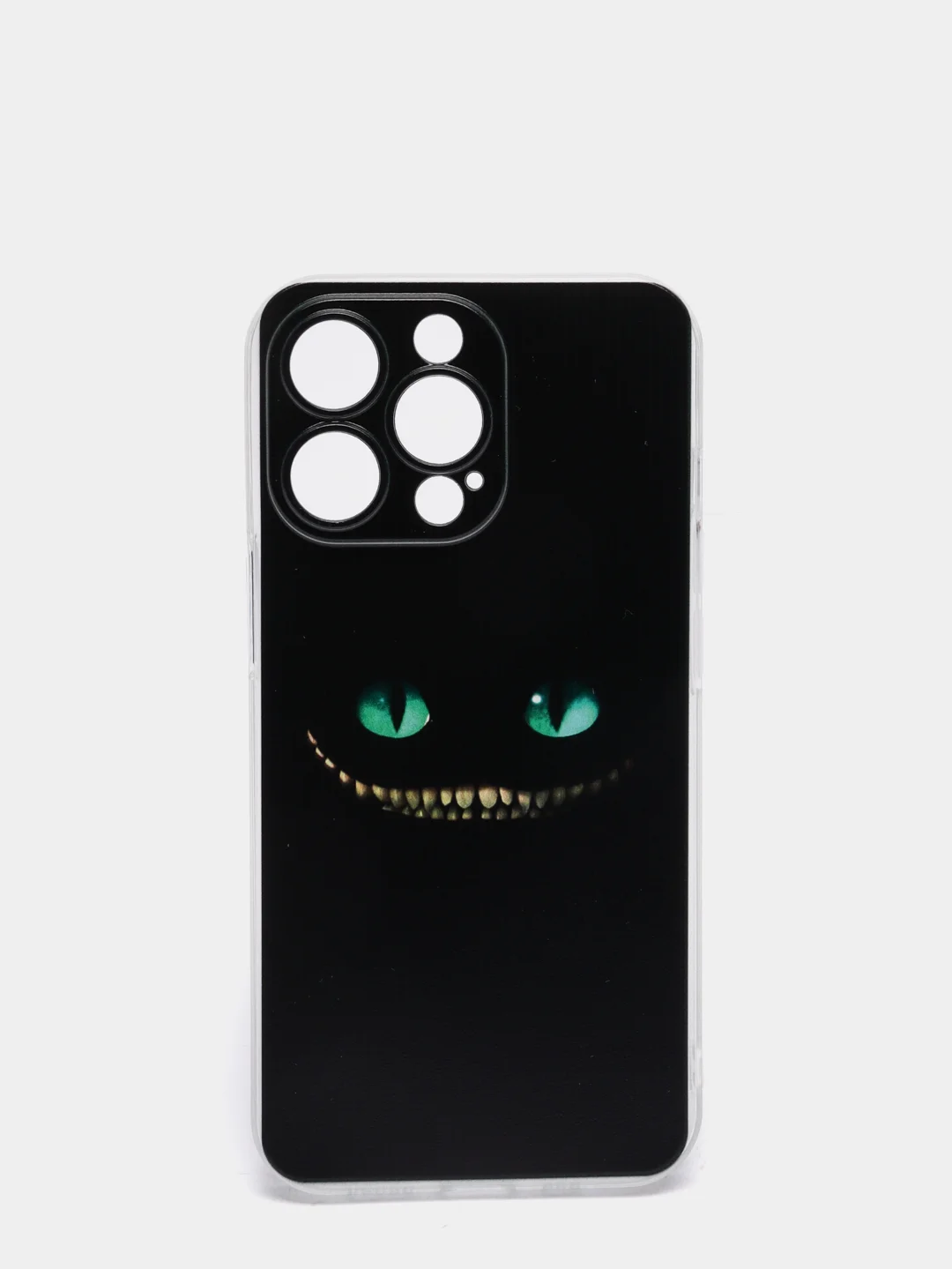 Черный силиконовый чехол на iPhone 13 / Айфон 13 прозрачный, с рисунком, защита камеры