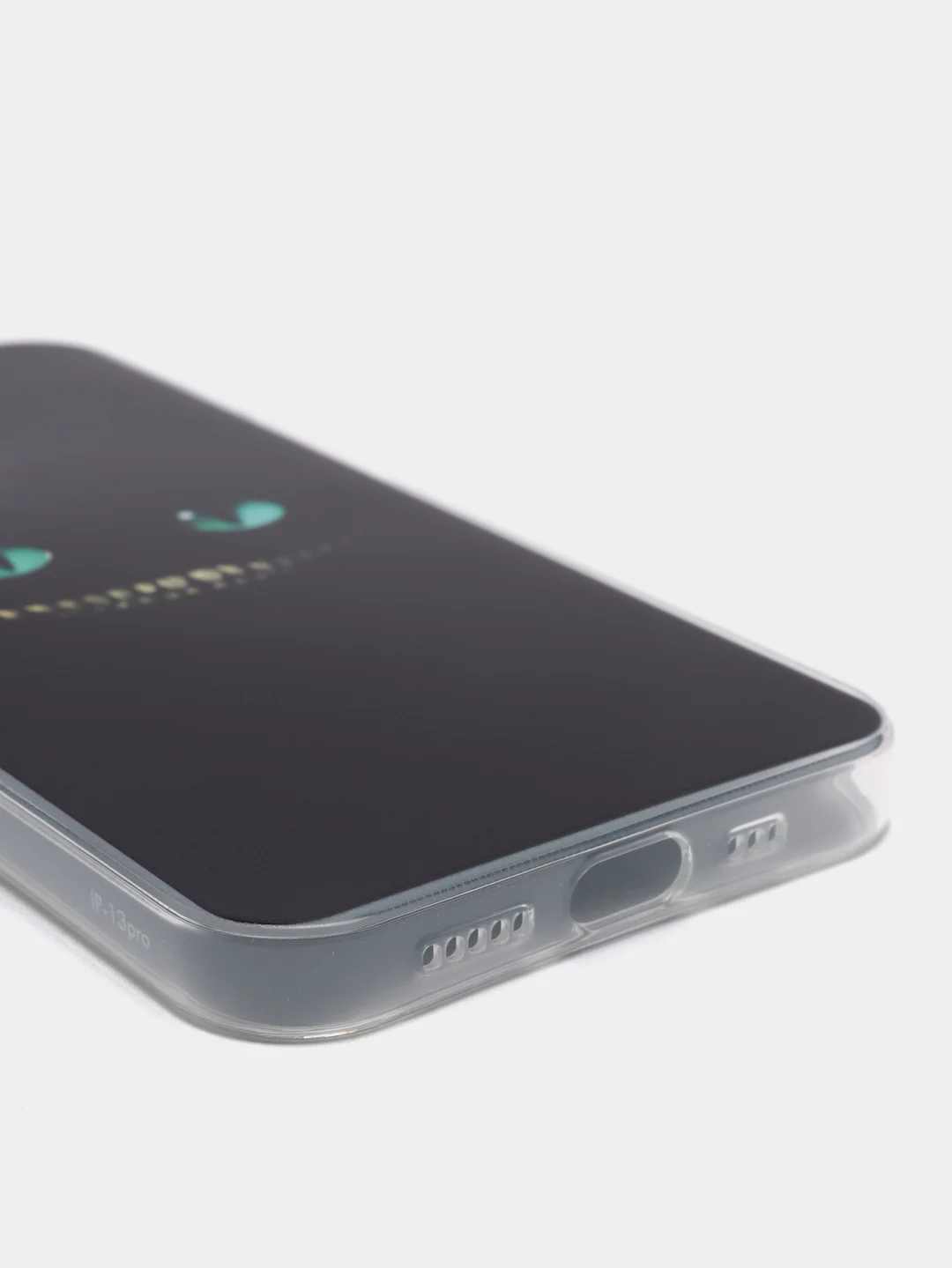 Черный силиконовый чехол на iPhone 13 / Айфон 13 прозрачный, с рисунком, защита камеры