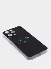 Черный силиконовый чехол на iPhone 13 / Айфон 13 прозрачный, с рисунком, защита камеры
