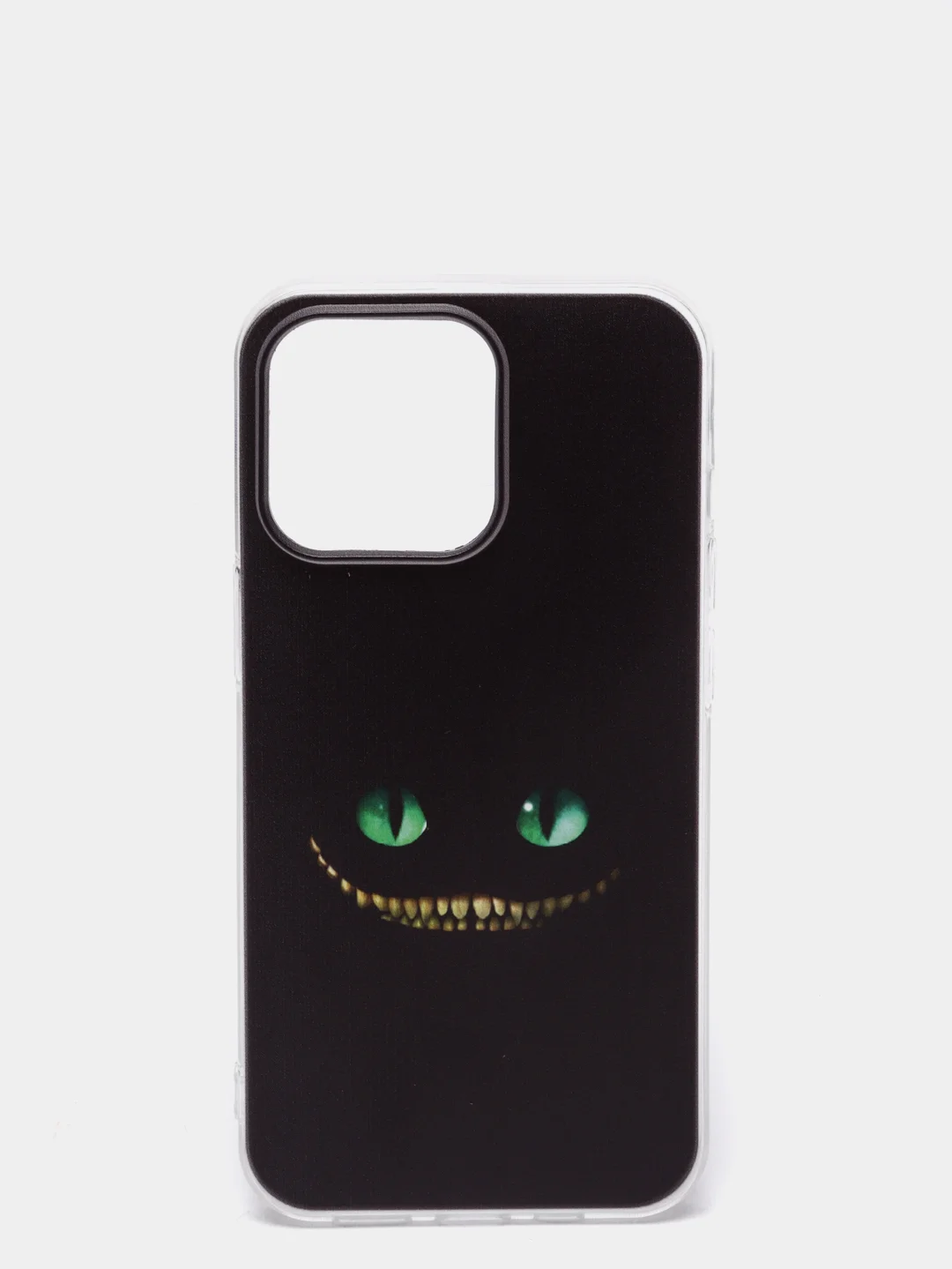 Черный силиконовый чехол на iPhone 13 Pro/Айфон 13 Pro прозрачный, с рисунком, защита камеры