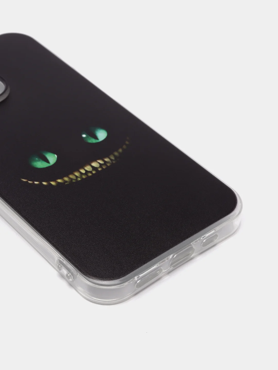 Черный силиконовый чехол на iPhone 13 Pro/Айфон 13 Pro прозрачный, с рисунком, защита камеры