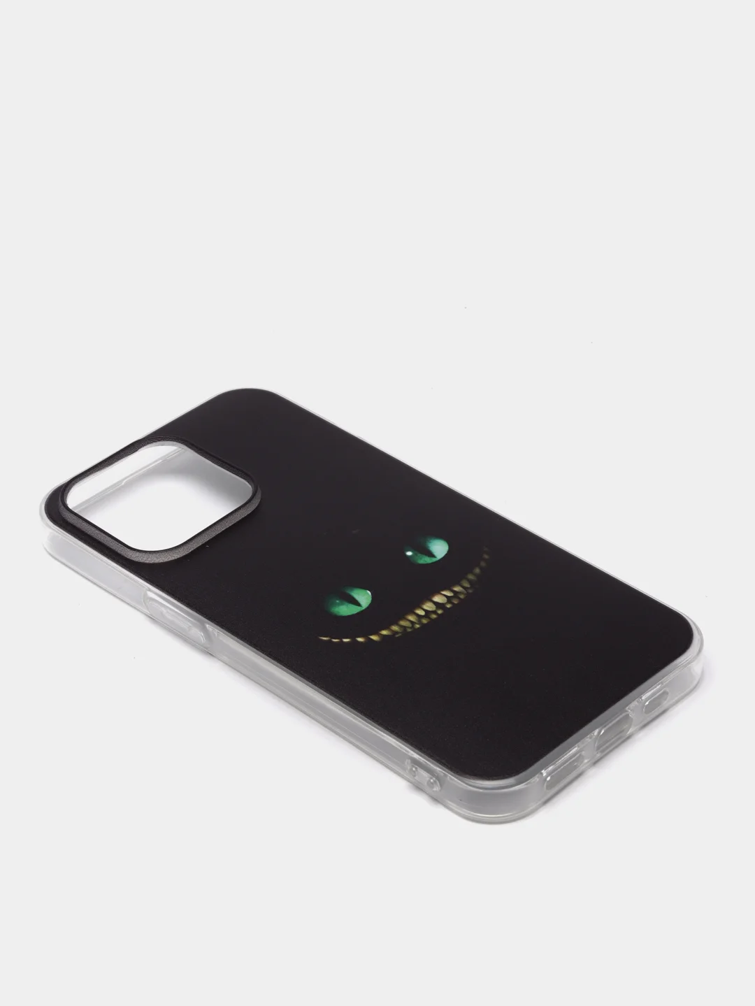Черный силиконовый чехол на iPhone 13 Pro/Айфон 13 Pro прозрачный, с рисунком, защита камеры