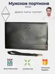 Коричневый портмоне мужское / мужской кошелек из экокожи Bang
