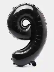 Черный воздушный шар "Цифра 9" 80 см, черный